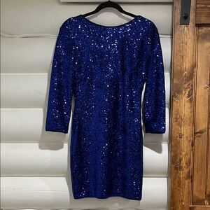 Fashion Nova Sparkling Royal Blue Sequin Dress